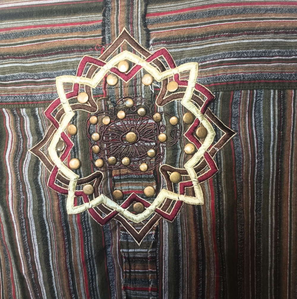 Patch 22 Y2K Indie Button Up Top Juniors L Horse Stud Artsy Boho Hippie Eclectic - Picture 8 of 11